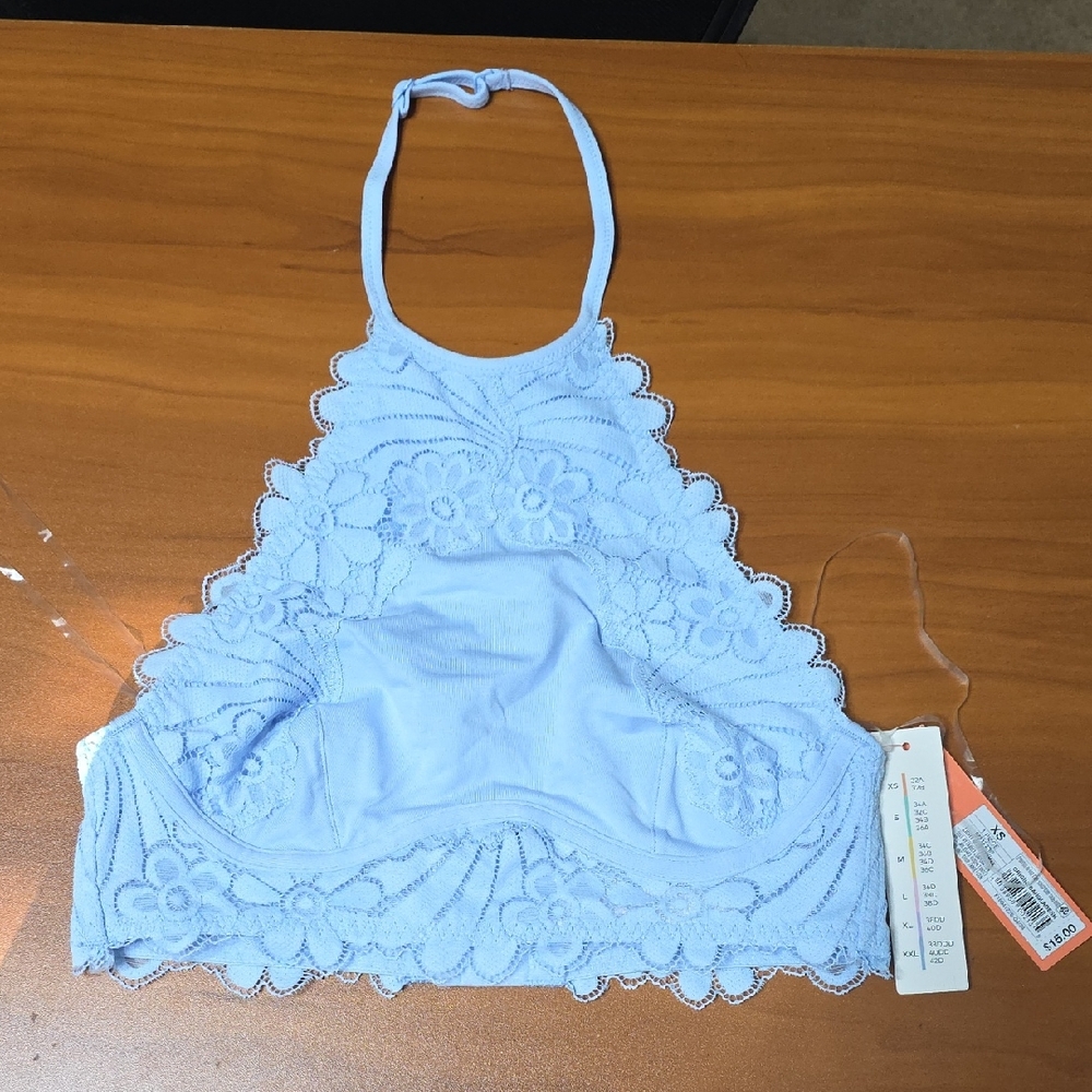 Colsie Light Blue Lace Halter Bralette